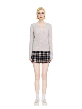 【孤品捡漏】G143浅灰麻花修身贸易毛衫-喜出