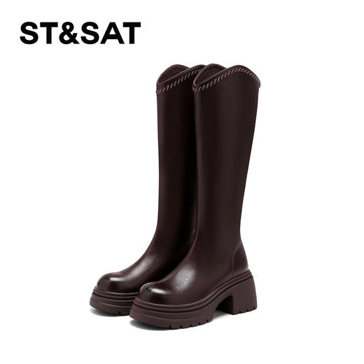 星期六精致缝线摩登气质显瘦长靴SSD3117C53 商品图6