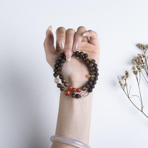 xy0577沉香+南红 双圈手链项链 商品图8