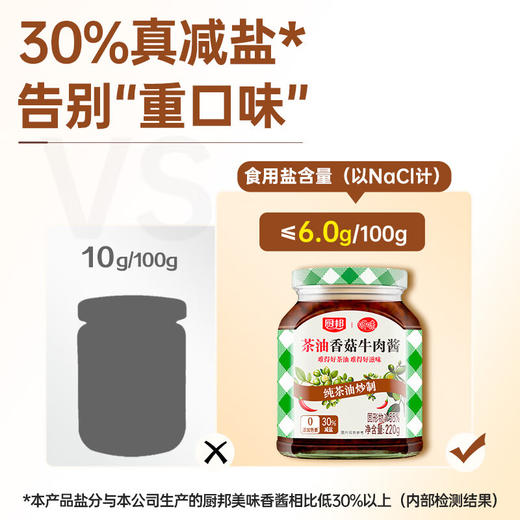 厨邦茶油香菇牛肉酱(听味联名)220g拌饭拌面酱调味酱下饭酱 茶油香菇牛肉酱220g*1 商品图2