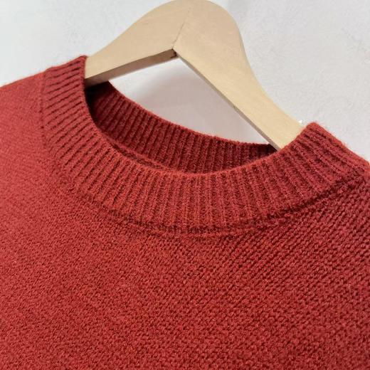 【孤品捡漏】（样衣）G68 橙红圆领简约针织毛衣-喜出 商品图2