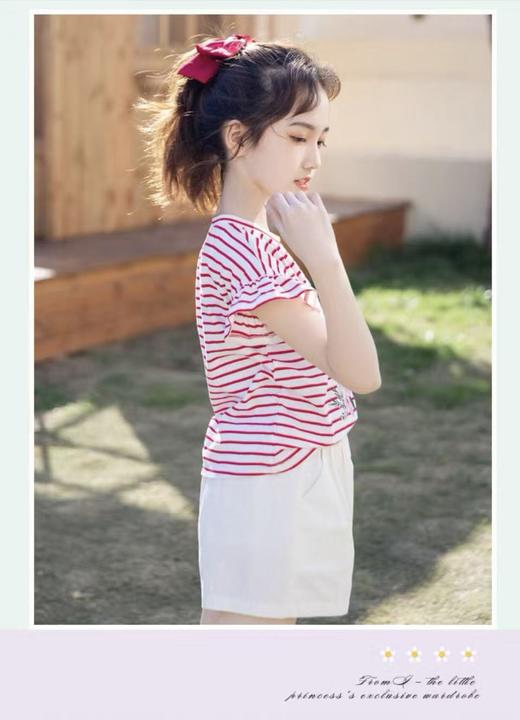 【孤品捡漏】（微脏）G118条纹荷叶袖T恤-喜出 商品图3