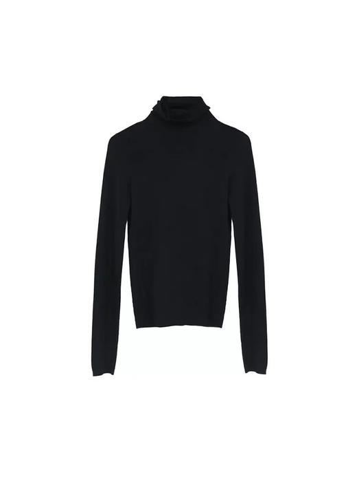 【孤品捡漏】（样衣）G80黑色高领修身显瘦打底衫毛衣-喜出 商品图0