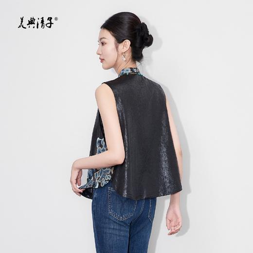 新中式祥云刺绣裂纹立领单排扣马甲背心 商品图1