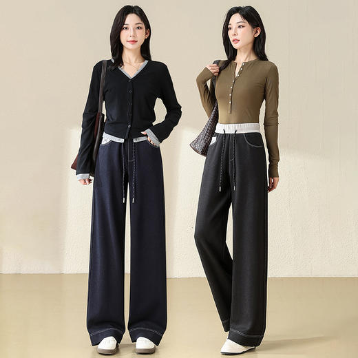 商超实体店款！【窄版直筒牛仔裤】告别传统牛仔的厚重束缚 柔软舒适 垂坠感佳 商超1：1质量  耐穿不鼓包 水洗不掉色  包边工整无多余线头  撞色拼接腰部 商品图0