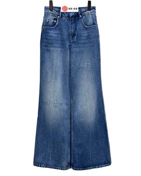 女款高腰磨白棉牛仔裤长裤 可配套装010