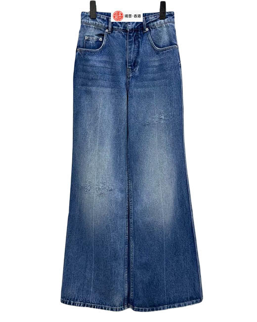 女款高腰磨白棉牛仔裤长裤 可配套装010 商品图0