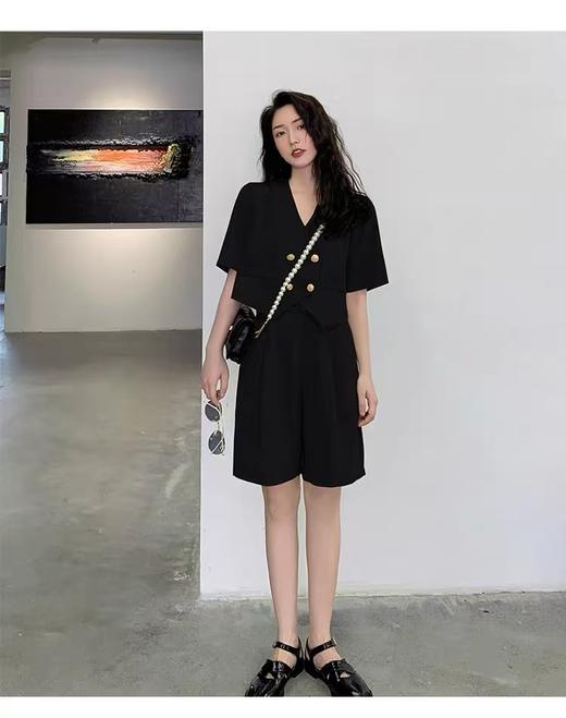 【孤品捡漏】（套装）G111藏短袖➕短裤小西装2件套-喜出 商品图3