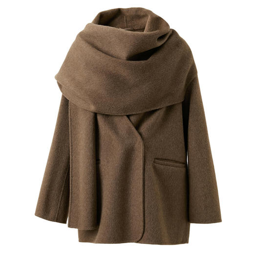 【100绵羊毛】三彩匠心大衣2025冬季新款双面呢大衣围巾毛呢外套S 商品图4