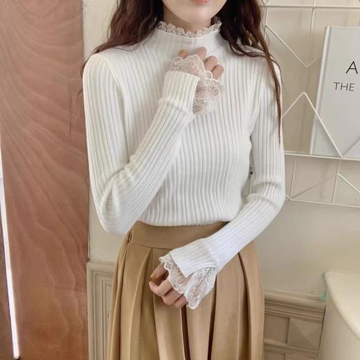 【孤品捡漏】（微脏，介意勿入）G104白色拼蕾丝打底衫-喜出 商品图2