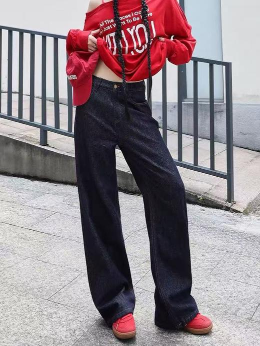 【孤品捡漏】（样衣）G712丹宁色牛仔春秋直筒裤-喜出 商品图2