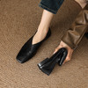 【预售5天】复古方头平底奶奶鞋女V口真皮一脚蹬单鞋舒适软底小皮鞋OFSM&OFSM7041 商品缩略图3