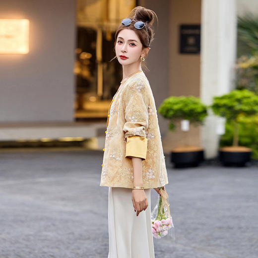 HR CPYY8126国风小香风珍珠刺绣钉珠外套 商品图2