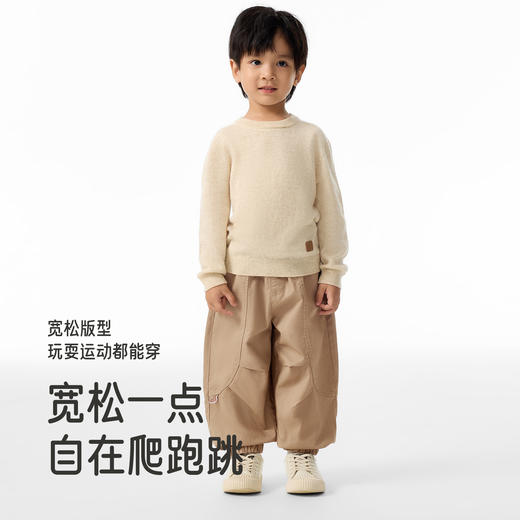 英氏儿童长裤春秋男童宽松工装裤纯色百搭中大童休闲直筒工装裤 商品图3