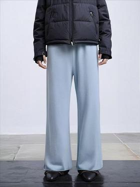 【孤品捡漏】（微脏）G152浅蓝针织卷边休闲裤-喜出