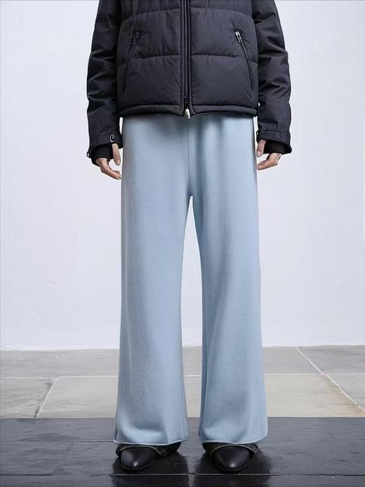 【孤品捡漏】（微脏）G152浅蓝针织卷边休闲裤-喜出 商品图0