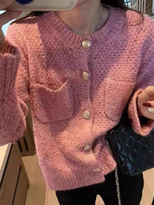 【孤品捡漏】（样衣）G86粉色花纱针织开衫毛衫-喜出 商品图0