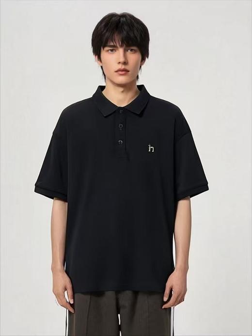 【孤品捡漏】HAZZYS G126男翻领黑色刺绣T恤-喜出 商品图0