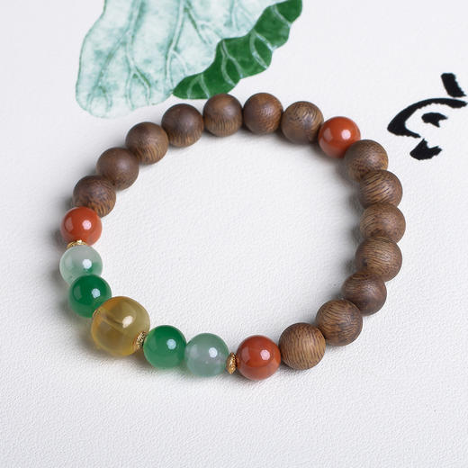 xy0575沉香+蜜蜡南红非洲翠手串 商品图2