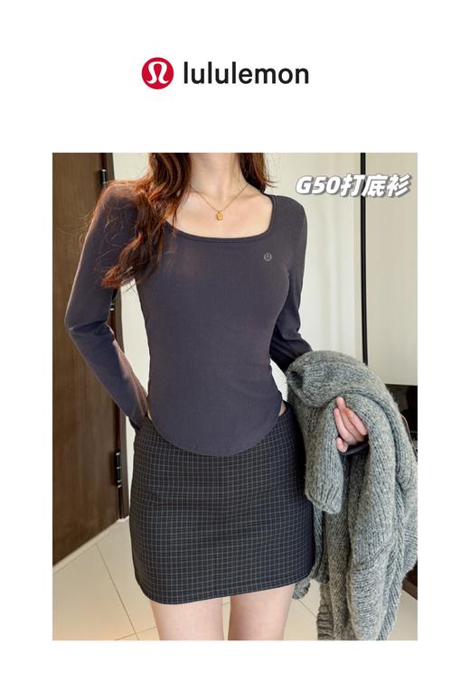 秋天也要性感起来！lululemon2025秋季新款方U领螺纹打底衫 商品图1