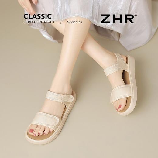 ZHR平底凉鞋女2025新款夏季外穿配裙子魔术贴轻便舒适软底凉拖女 商品图6