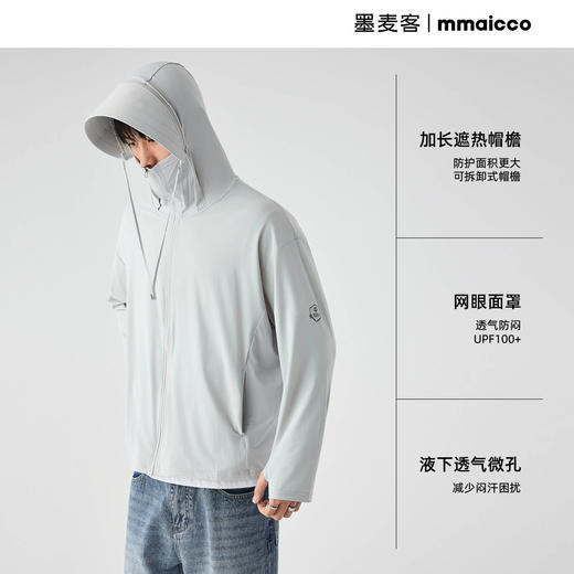 墨麦客UPF100+冰丝凉感男连帽防晒衣2025夏季原纱轻薄防晒服男潮 商品图2