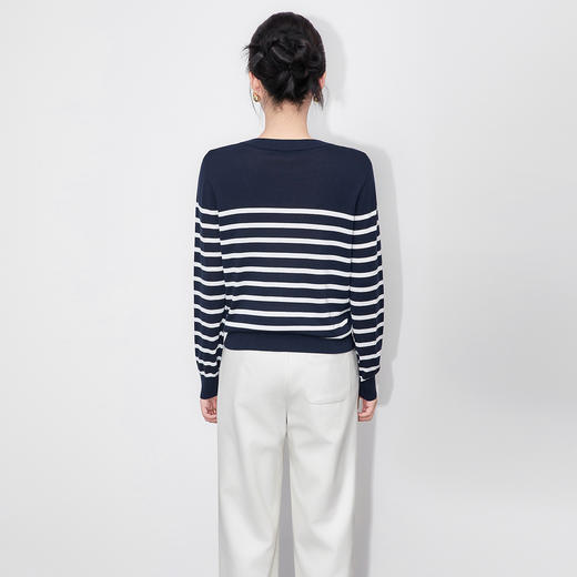 轻奢老钱风松弛，休闲条纹针织开衫毛衣WLZD-2511812 商品图1