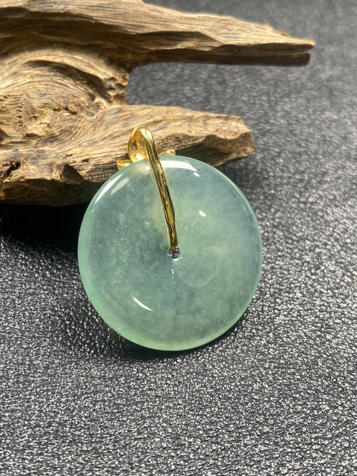 【FC0125】18K镶嵌翡翠冰种晴水平安扣吊坠  水润光泽 荧光起胶 平安有福 商品图3