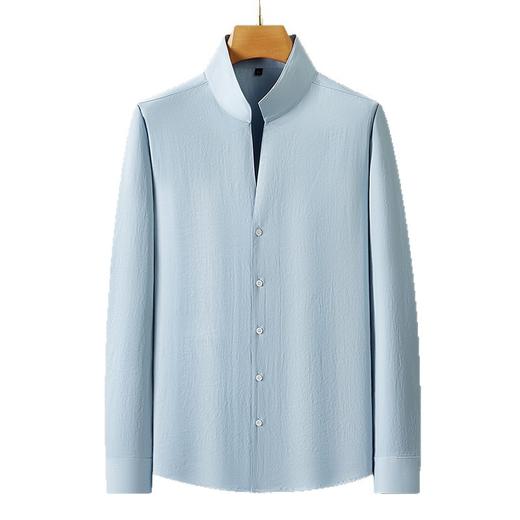 【DDS】大依优型大码衬衫男士长袖衬衣立领纯色秋季新款简约高级加肥加大码休闲立领长袖衬衫宽松300斤 商品图4