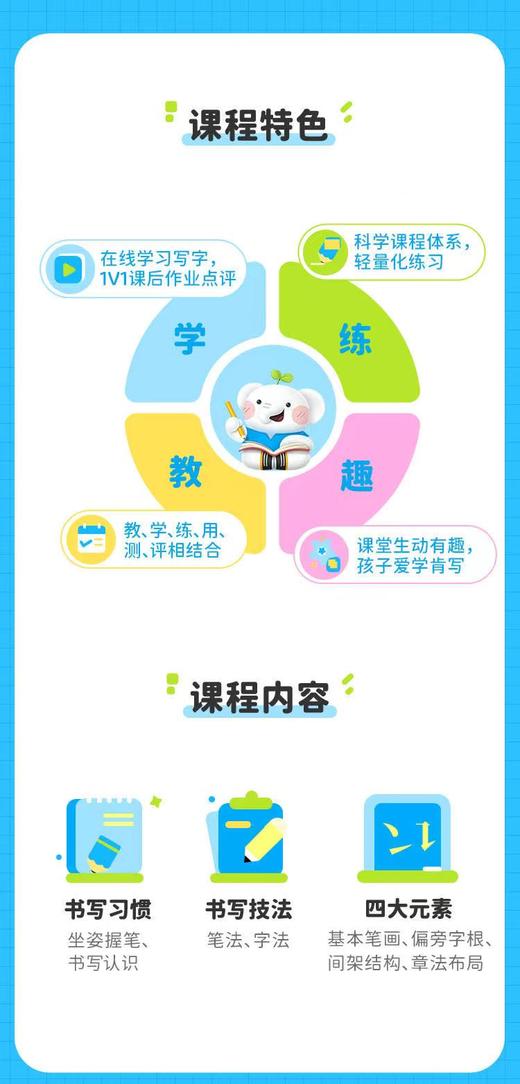 河小象写字课  课程包含：6节精品写字课+2节坐姿 握姿 示范精讲课+6天专业1V1辅导 商品图3