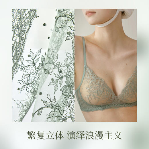 素肌良品 【小樱花】刺绣蕾丝内衣女性感小胸聚拢黑色法式文胸套装MX287 商品图4