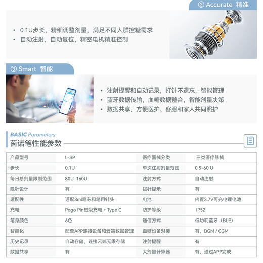 0.1U电子胰岛素笔凯联茵诺笔儿童笔隐针设计手机控制可配诺和优伴东宝秀霖等笔芯 商品图8