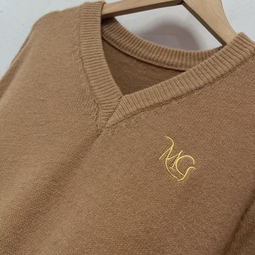 【孤品捡漏】（样衣）G71 卡其v领字母刺绣针织毛衫-喜出 商品图4