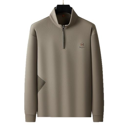 【DWP】大依优型大码男士卫衣长袖舒适立领休闲卫衣宽松百搭拼接设计新款男青年潮胖时尚休闲立领半拉链长袖T恤男打底衫 商品图4