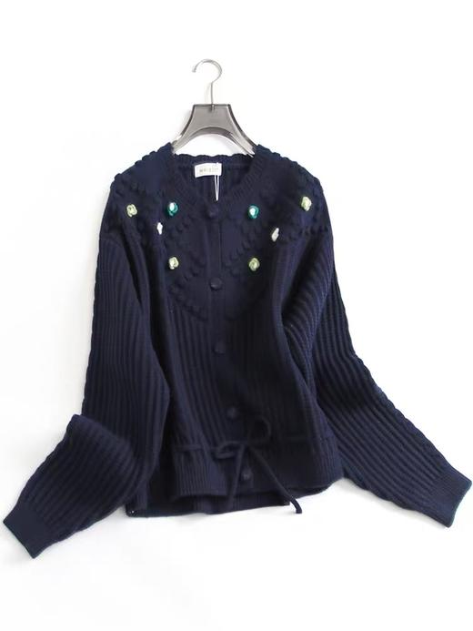 【孤品捡漏】G150藏青立体刺绣花朵针织毛衣-喜出 商品图2