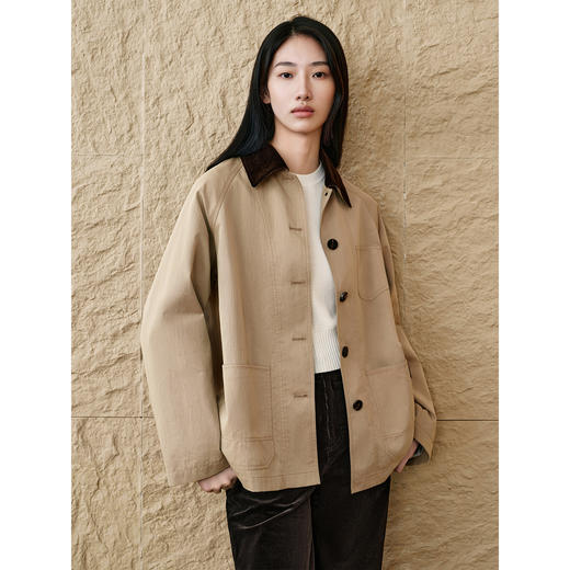 INSUN恩裳2025秋季巴恩风灯芯绒翻领夹克外套 商品图1