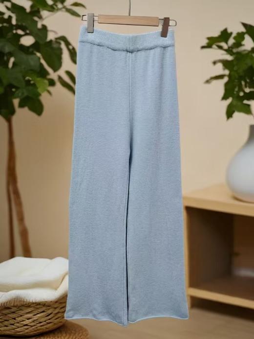 【孤品捡漏】（微脏）G152浅蓝针织卷边休闲裤-喜出 商品图1