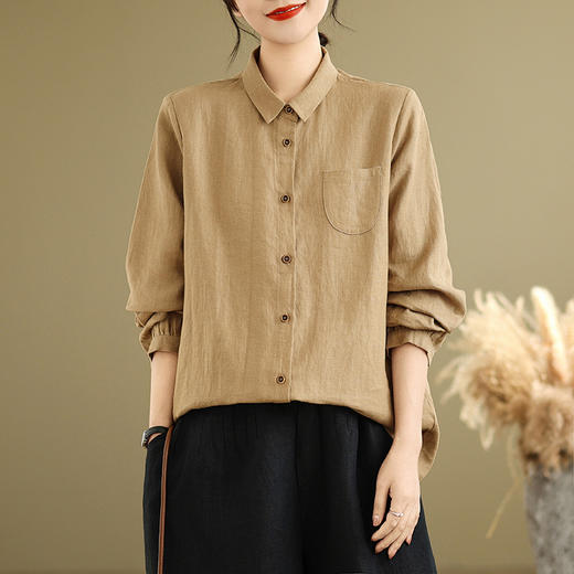 GYH 9815简约翻领衬衣显瘦文艺休闲长袖衬衫 商品图2