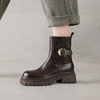 阿么手工女鞋厚底真皮短靴2025新款通勤高级感小个子靴子百搭5CM 商品缩略图2