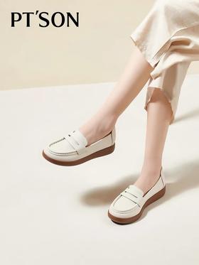 《云粉节》BF楼自由姿色（百田森）2025秋款牛皮革一脚蹬乐福鞋PJSC5509D吊牌价980