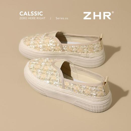 ZHR则则厚底透气渔夫鞋2025新款亮片编织一脚蹬单鞋百搭懒人鞋女 商品图0