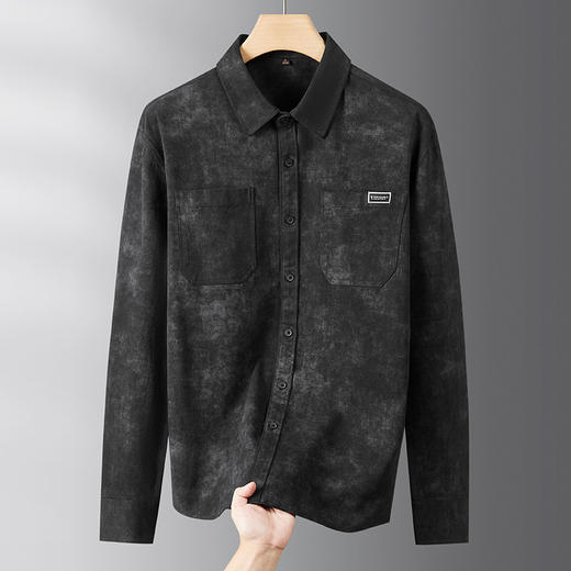 【超大码】【DDS】大依优型纯棉大码衬衫男士长袖衬衣翻领时尚秋季新款印花工装衬衫加肥加大宽松免烫抗皱300斤 商品图1