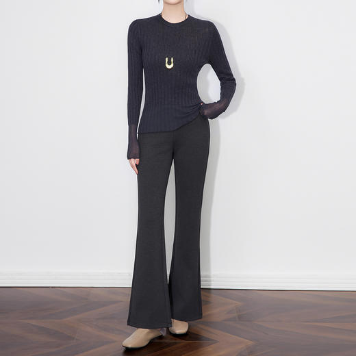 「高货wl」全新升级【铂金会员247/天猫329/差价82】(00033)洛诗琳新款气质显高微喇裤2025秋季超模显瘦休闲小黑裤女 商品图0