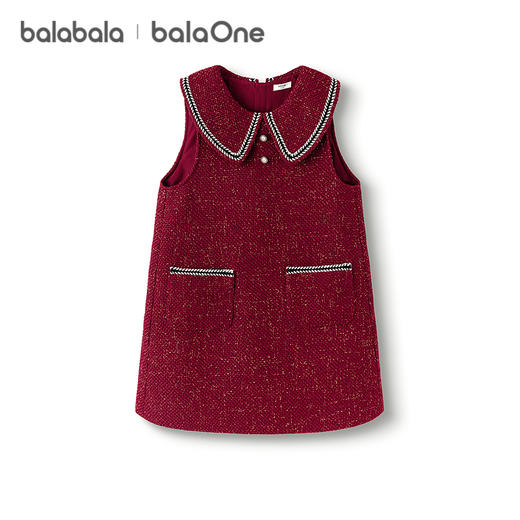 巴拉巴拉balaOne童装女童连衣裙2025冬新款儿童小香风背心裙时尚 商品图4