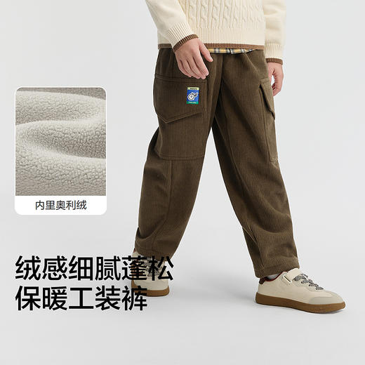 巴拉巴拉balaOne童装儿童裤子男童加绒长裤2025冬装新款工装裤潮 商品图3