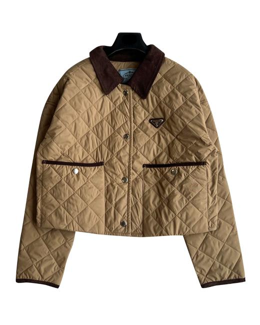 女款短款三角标菱格棉服020 商品图0