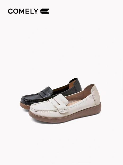 【云粉节】BF楼康莉女鞋舒适坡跟乐福鞋豆豆鞋2025秋款平底鞋一脚蹬简约KHM61010 吊牌价899 活动价439 商品图2