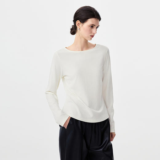 棉仓366601021-25秋简约一字领T恤 商品图1