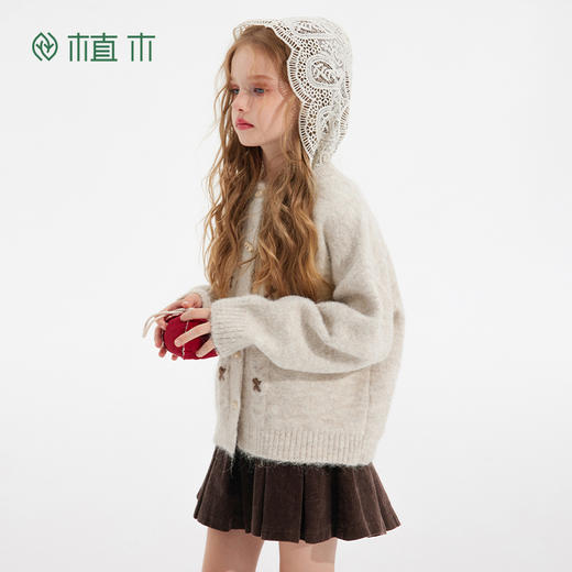【连帽针织开衫】植木童装 2025秋季新款女童连帽针织开衫毛衣 商品图2