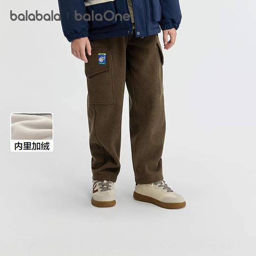 巴拉巴拉balaOne童装儿童裤子男童加绒长裤2025冬装新款工装裤潮 商品图0